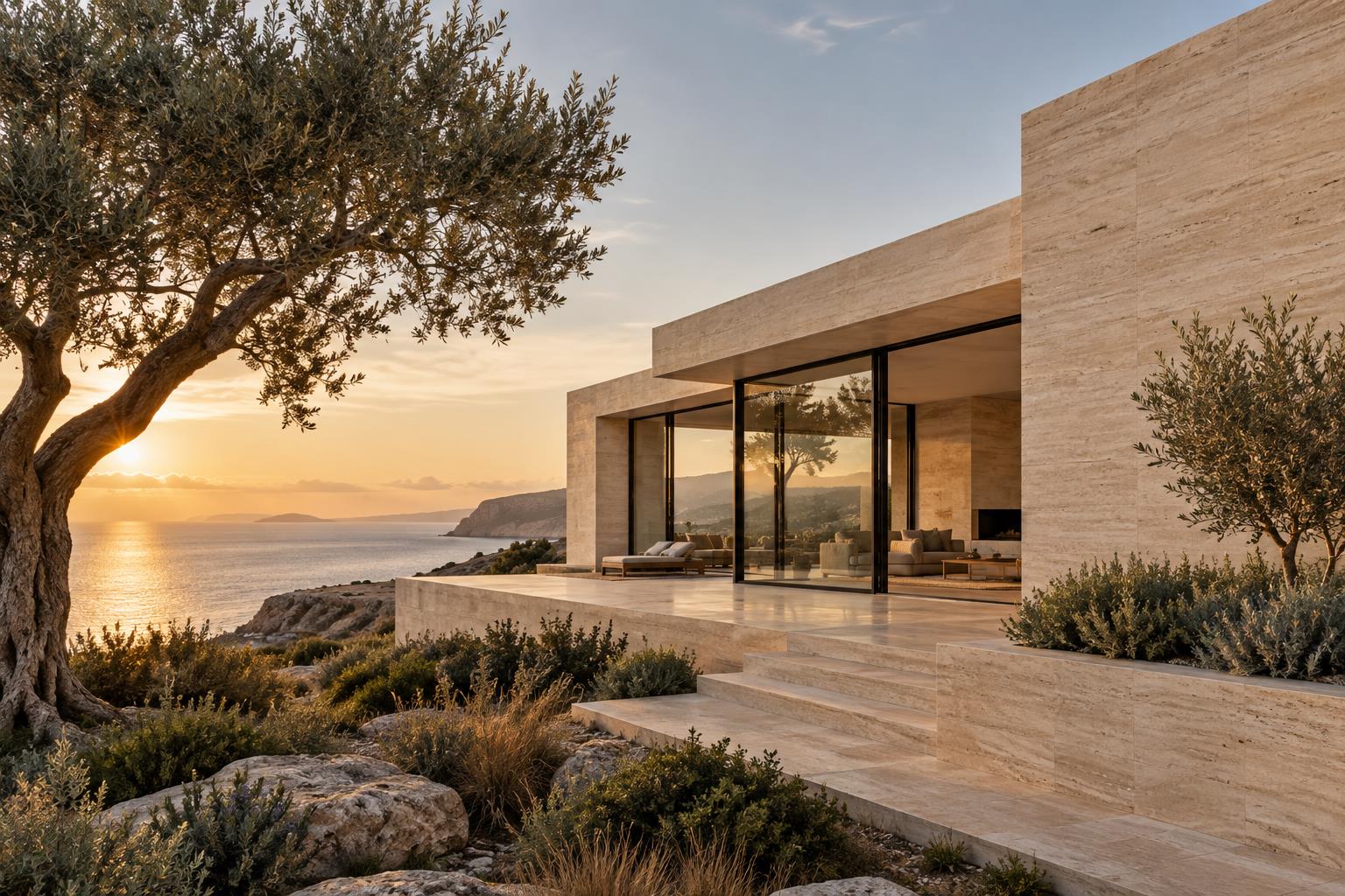 AI-generated coastal residence featured in our fictional architecture website concept